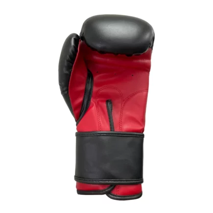 Gants de boxe professionel en cuir artificiel noir - intérieur main